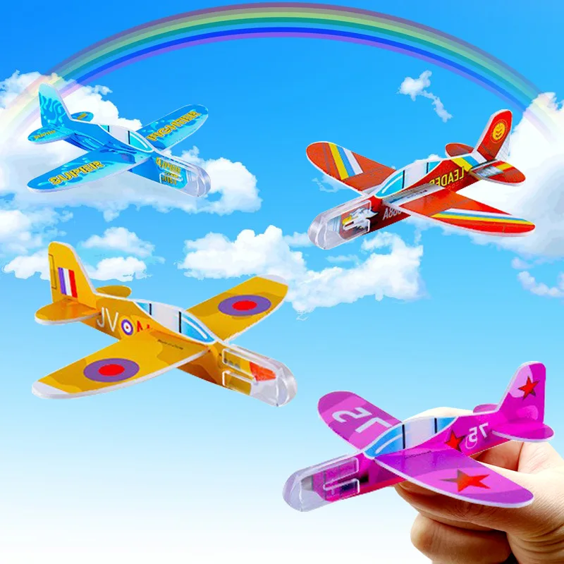 10Pcs Kids Mini Foam Small Plane Fun Colourful Stress Relieving Toys Hand Throwing Aircraft Children Festivals Birthday Gifts