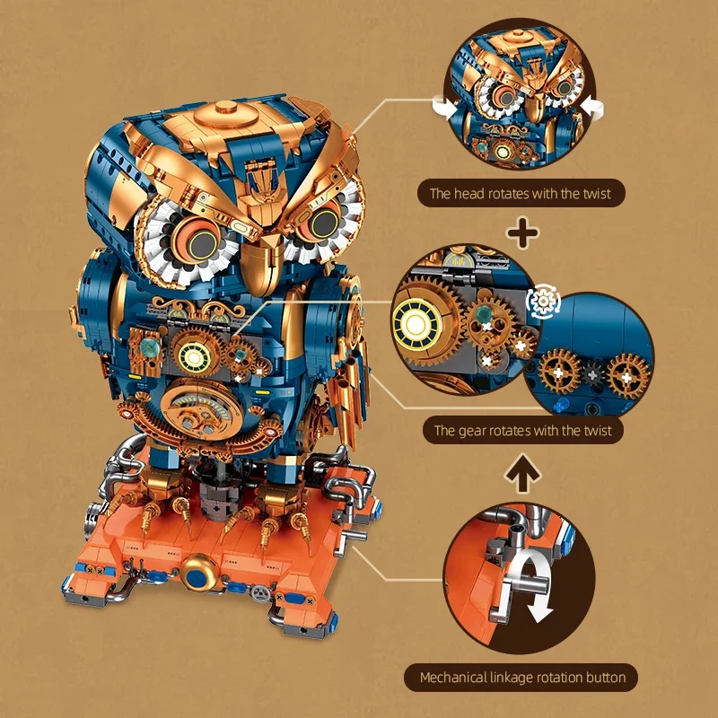 3210PCS Steampunk Uil Model Speelgoed Bouwstenen Creatieve Mechanische Uil Bakstenen Speelgoed Woondecoratie Ideale Cadeaus Voor Kinderen Volwassen