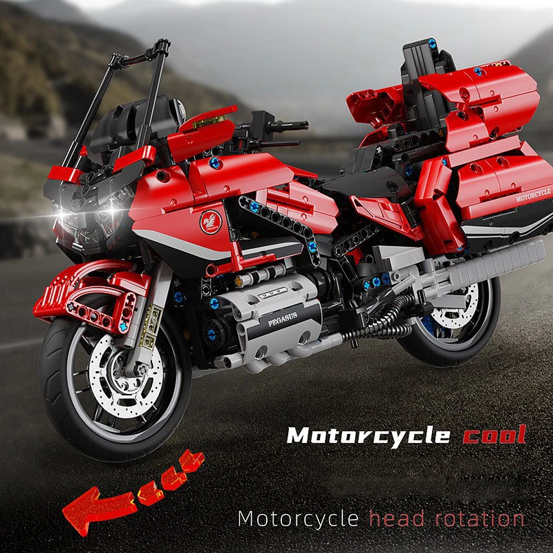 Technical Scale Japan Motorcycle Hondas Gold Wing 1800 Moc Building Block Gl1800 Model Bricks Toys Collection For Boys Gifts