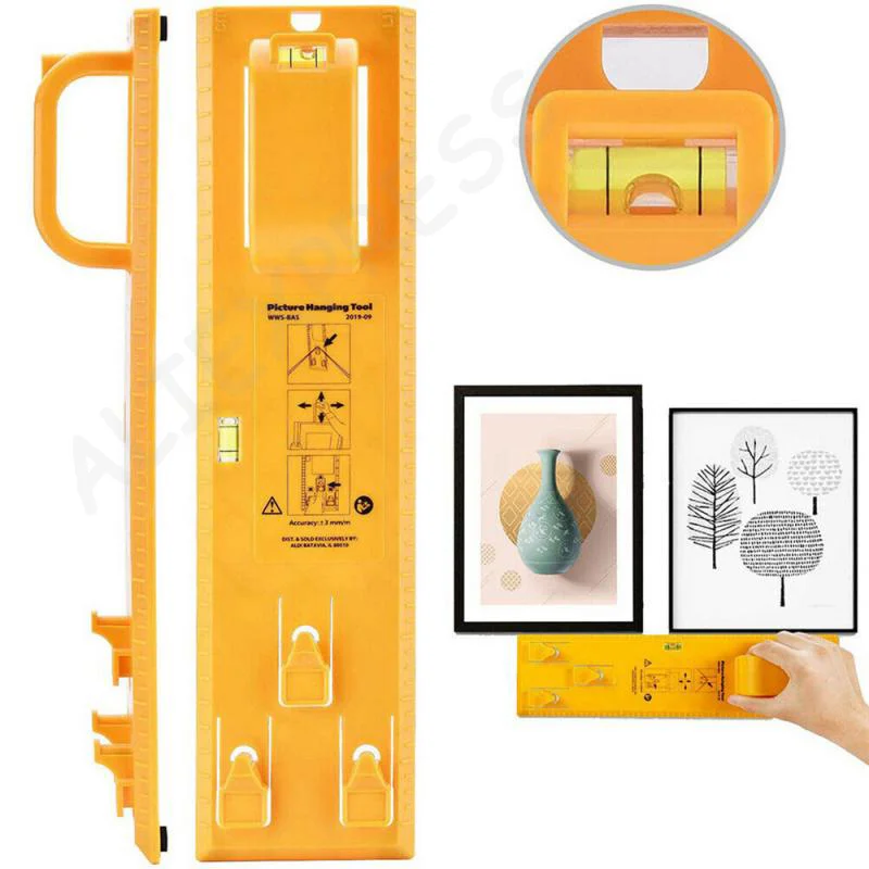 NewDIY Photo Frame Level Ruler Picture Frame Hanger Hooks Easy Wall Hanging Tools