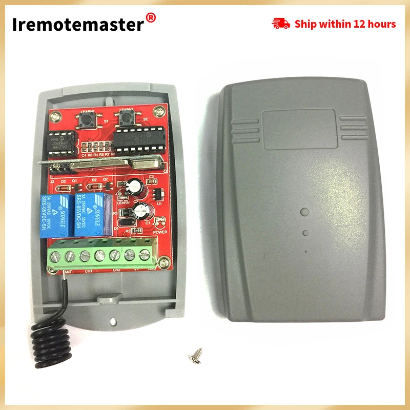 Receptor de Control remoto Universal para puerta de garaje, mando transmisor de 433MHz, 12V-24V