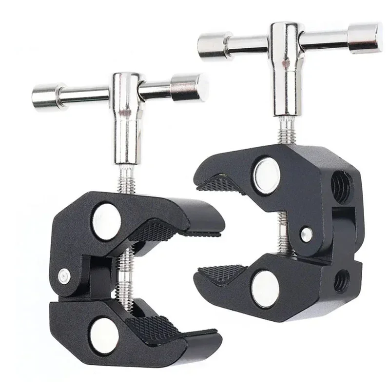 ZLRLMHY Magic Arm Clip Ballhead Clamp Double Ball Adapter Shoe Mount Adapter Tripod Monopod Clip for Monitor Led Light Camera