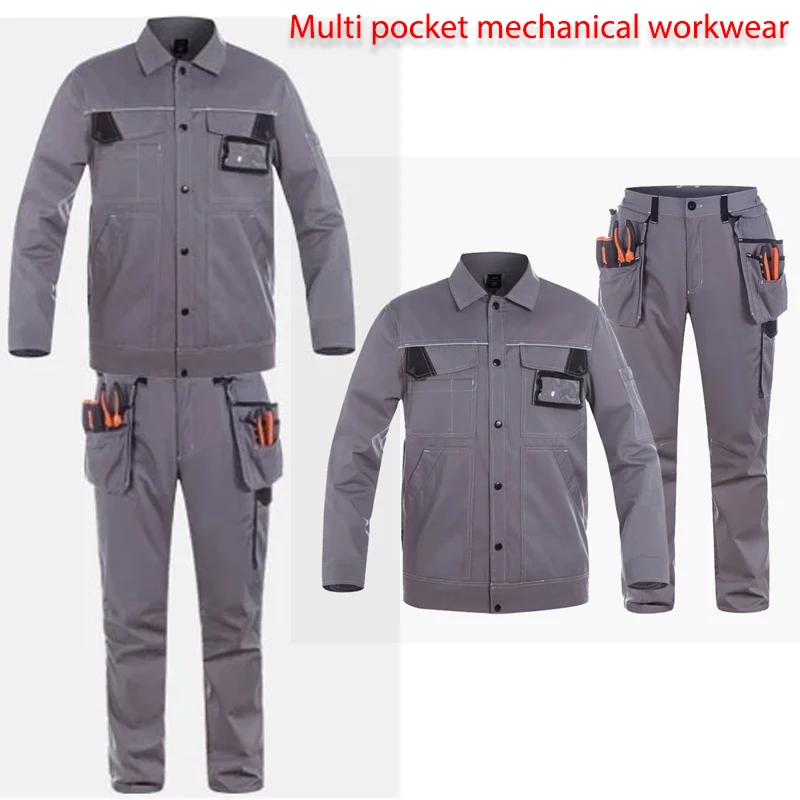New Men Work Coveralls Safety Worker Clothing with Reflective Strips 5XL Uniforms Car Repair security protection Overalls cargo