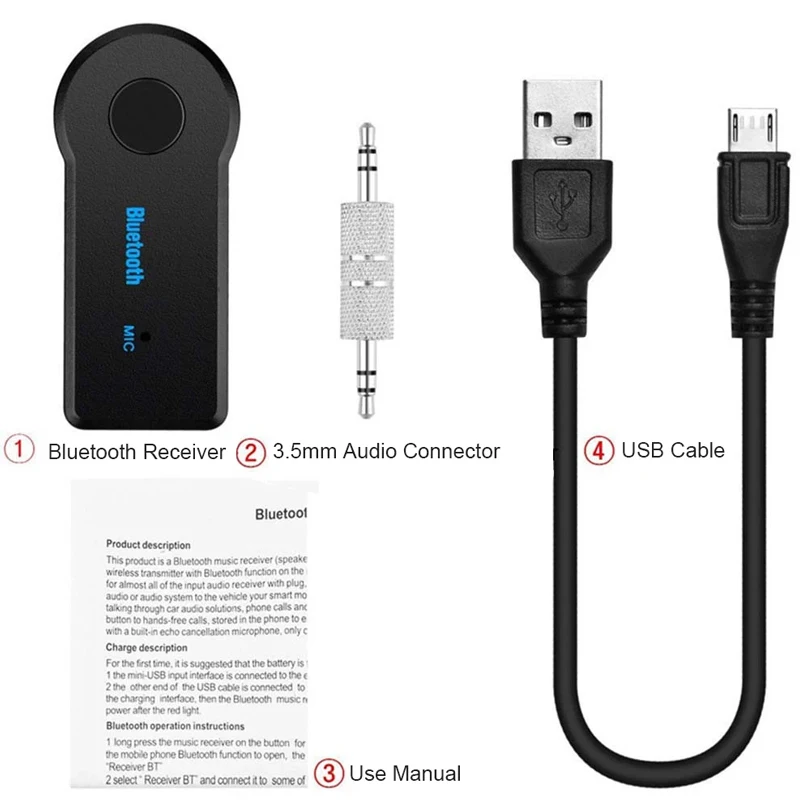 2-in-1 kabelloser Bluetooth 5.0-Empfänger-Sender-Adapter, 3,5-mm-Buchse für Auto, Musik, Audio, Aux, A2dp, Kopfhörer-Empfänger, Freisprecheinrichtung