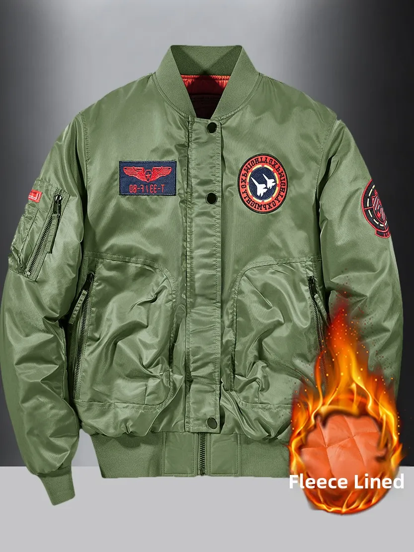 

Men's Casual Pilot Jaet A Field Clothes Winter Warm Thiened Outerwear Baseball Collar Faionable Urban Sle Long Sv...