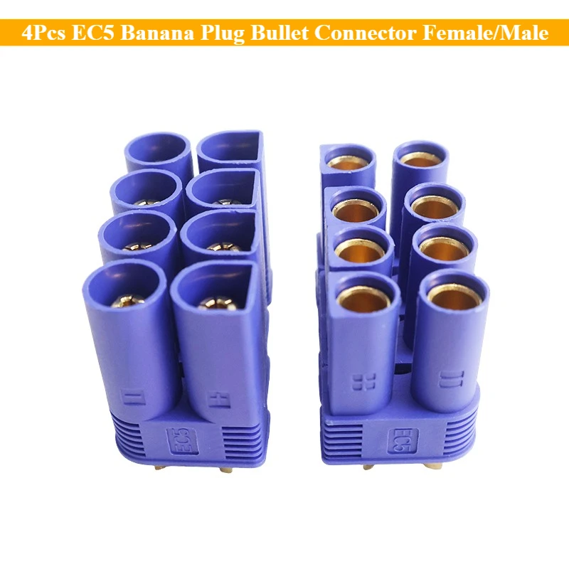 4Pcs EC5 Banana Plug Bullet Connector Female/Male for RC ESC LIPO Battery Motor Drone Airplane Accessories Expand DIY Backup