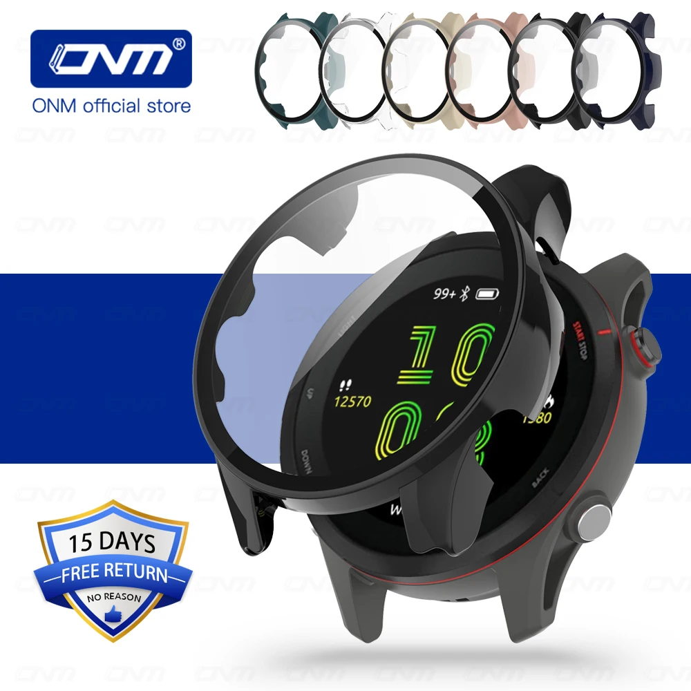Futerał ochronny do ekranu Garmin Forerunner 255 / 255S zderzak PC twarde etui ochronne z obudowa ze szkła hartowanego akcesoria