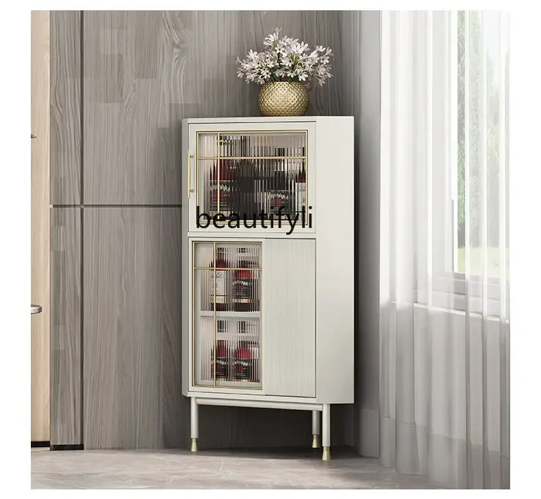 R11 Light Luxury Corner Cabinet  Triangle Glass Wine Cabinet Corner Cabinet Living Room Solid Wood