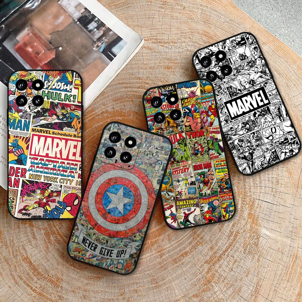 

Marvel Comics Avengers Heros Logo Case For Xiaomi 14C 13C 12 12C 10 10C 9 9C 9A 9T 8 8A 7A A2Plus A1 K60Ultra K40Pro Black Cover