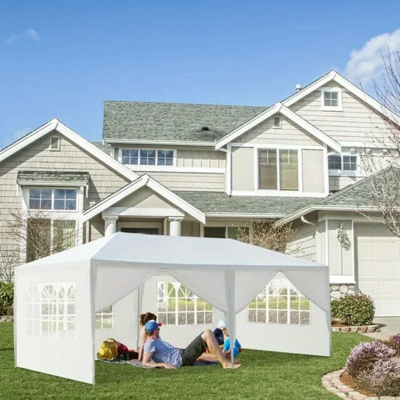 10 X 20' Gazebo Canopy Wedding Party Tent W/ 6 Removable Sidewalls White