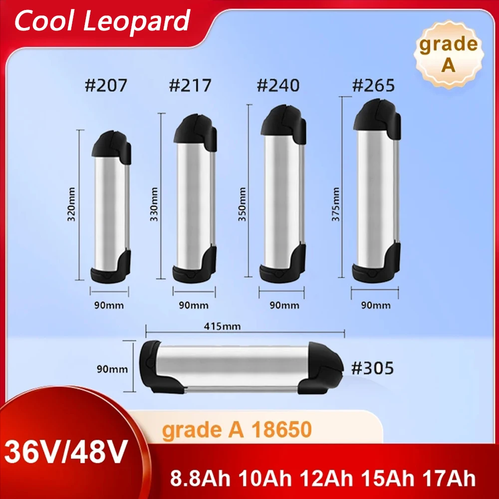 24V 36V 48V 10Ah 12Ah 15Ah  li-ion lithium ion water Kettle bottle battery pack with BMS for Electric Bike Ebike 250W 350W 500W