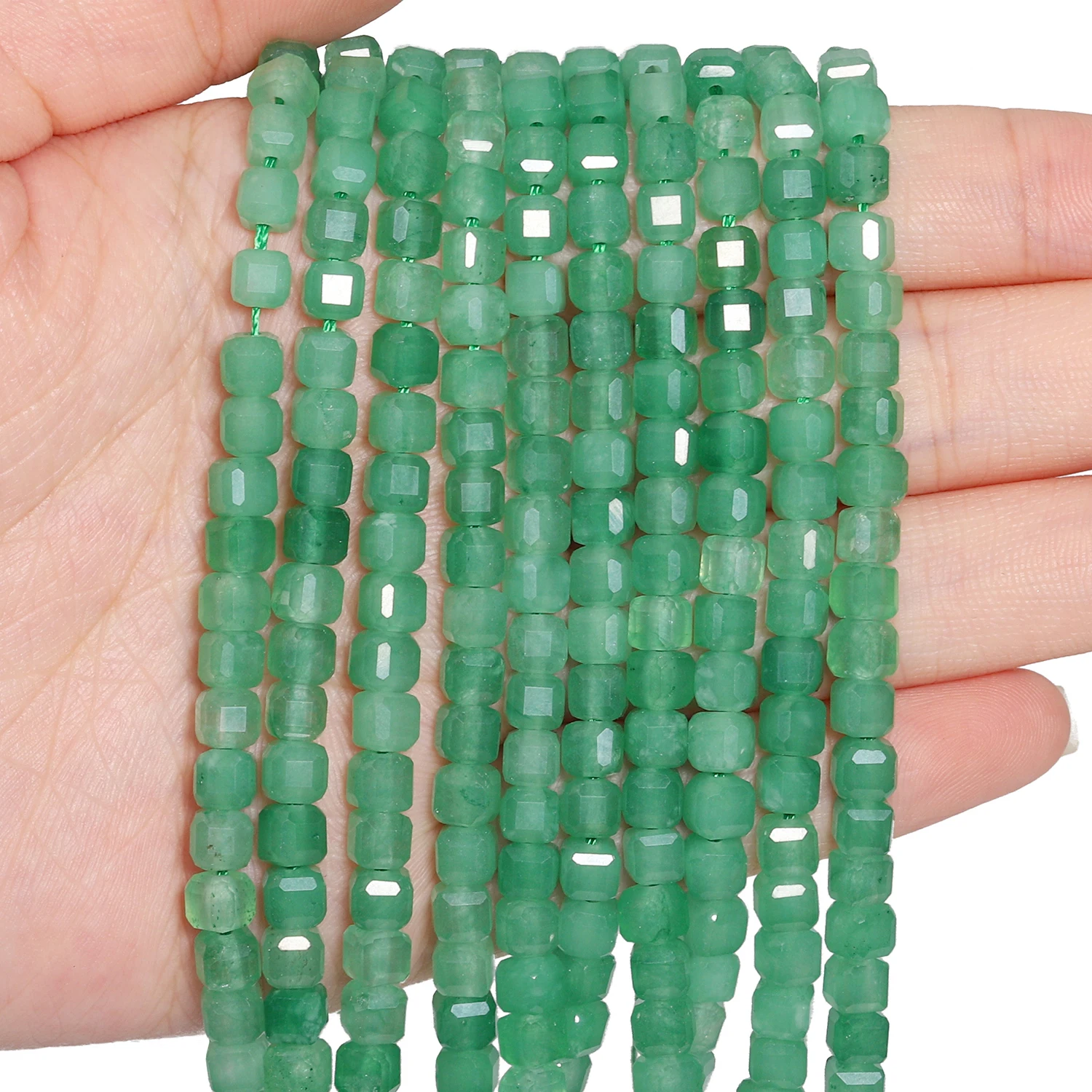 5/7mm AAA Faceted Cube Natural Stone Green Aventurine Beads Square Spacer Beads For Jewelry Making DIY Bracelets Accessories