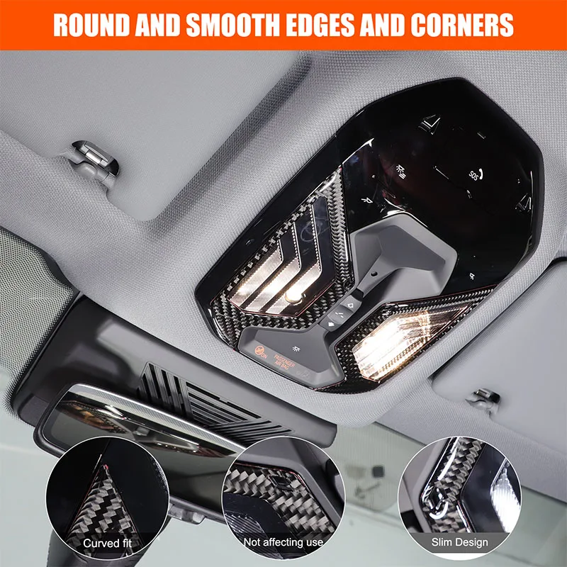 

2x Soft Carbon Fiber Car Roof Reading Lamp Trim Panel Cover Sticker Suitable for BMW 5 Series X3 G45 G60 2023+