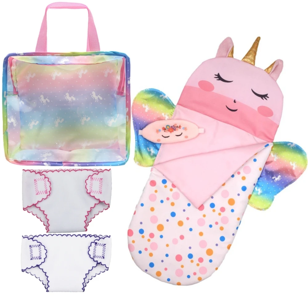 Dolls Out Going Carry Bag Set Children's Handbag+2pcs Diapers+Sleepig Bag 43-45cm Newborn Doll Clothes Accessories Birthday Gift