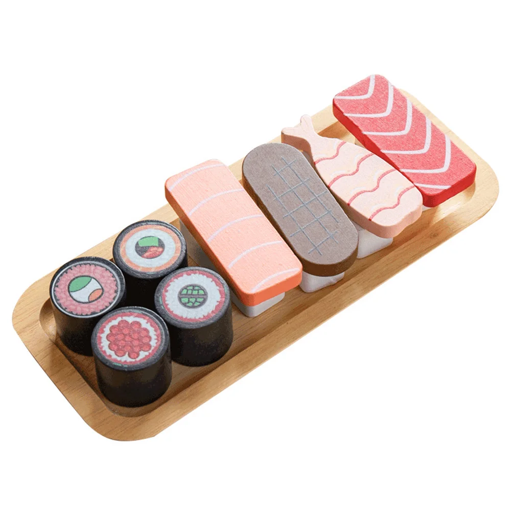 

Girl Toys Wooden Simulated Sushi Small Breakfast Simulation Kitchen Kids Play House Miniature Food Office Child