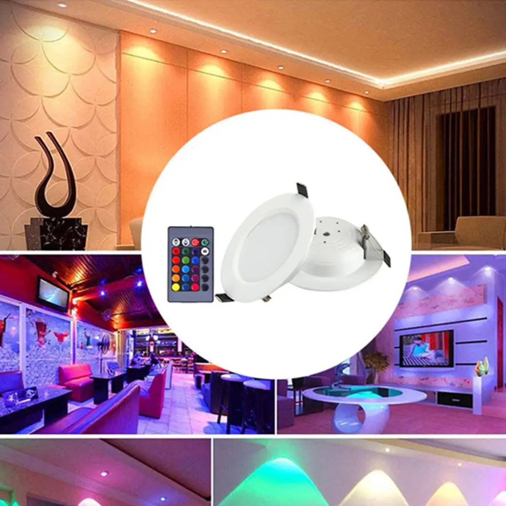 Color Changing Remote Control RGB Ceiling Light Aluminum Acrylic Recessed Spotlight for Indoor Decorative Lighting Wedding Bar