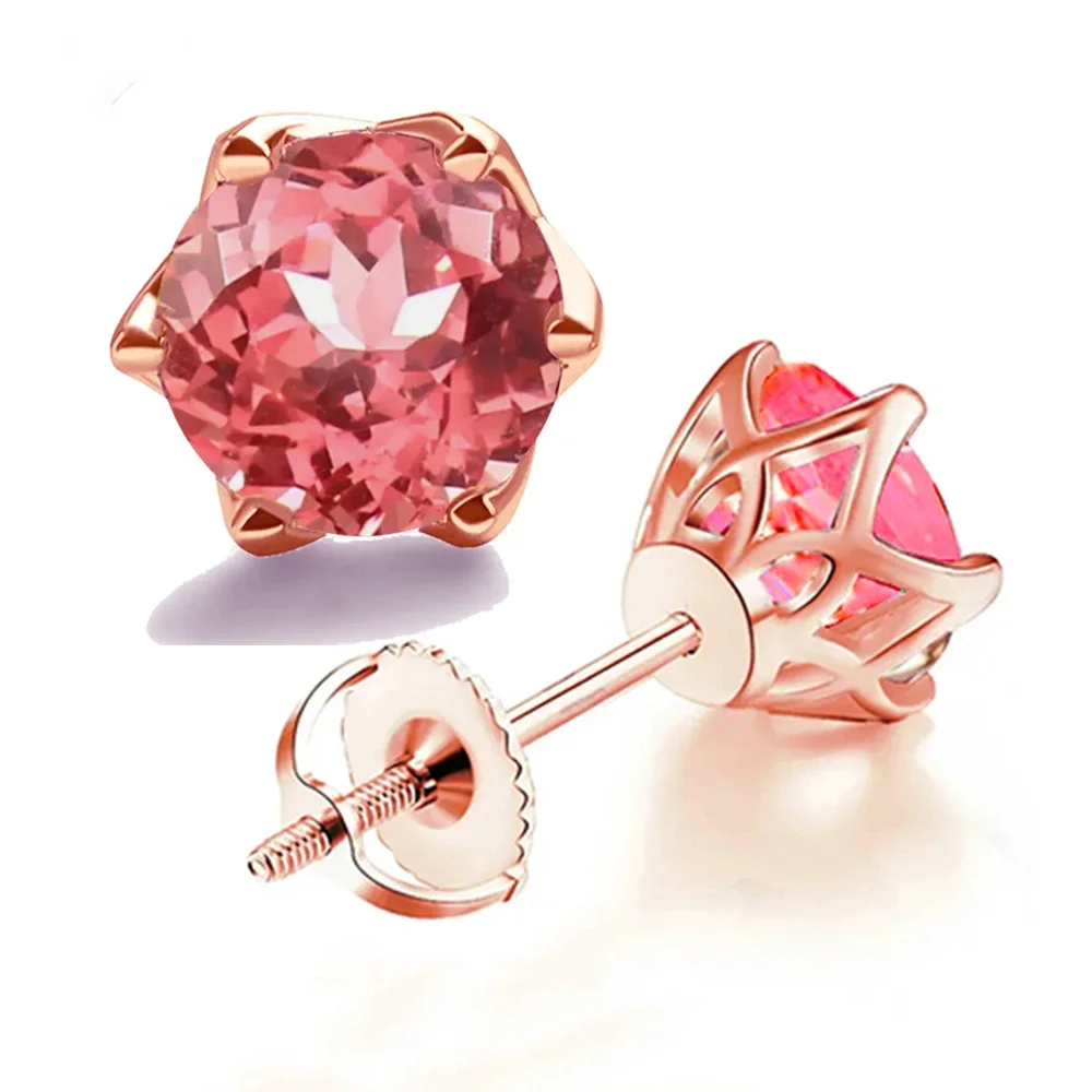 Padparadscha اكسيد الالمونيوم تمرير الماس القلم اختبار 925 فضة النساء أقراط هيبوالرجينيك وأقراط مجوهرات للنساء