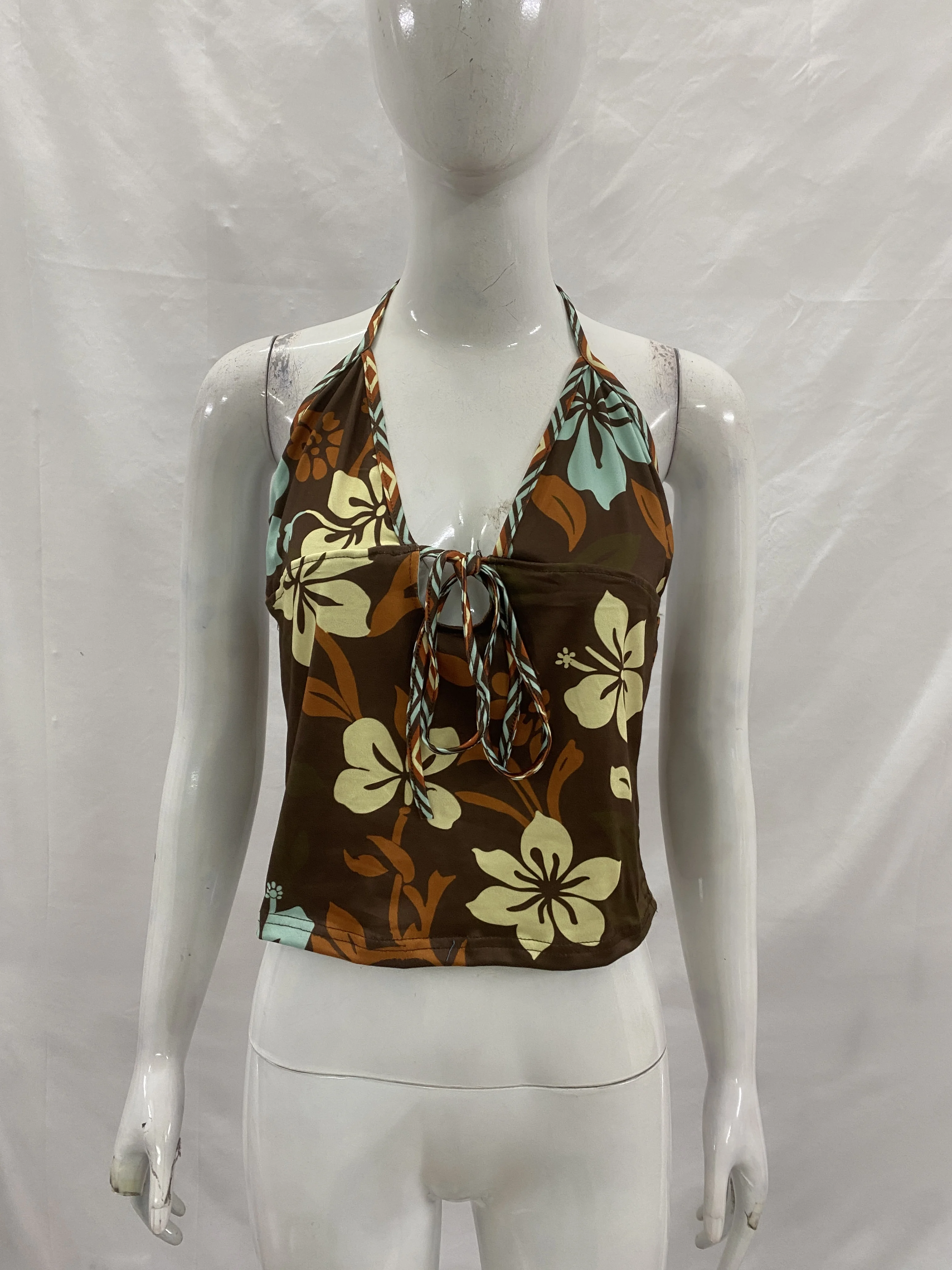 Damen Neckholder-Bikini-Set Zweiteiliger Badeanzug mit seitlichem Bindeband Design Sommer Strand Urlaub Küstenresort Outfit Alltag – Detail 11