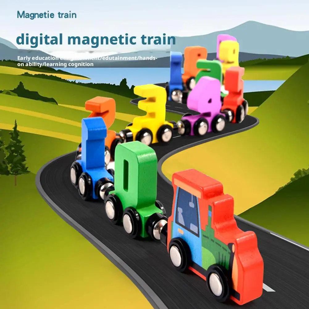 Train Set Magnetic Digital Train Puzzle Wooden Number Trains Learning Activities Educational Digital Train Toys Kids Gifts