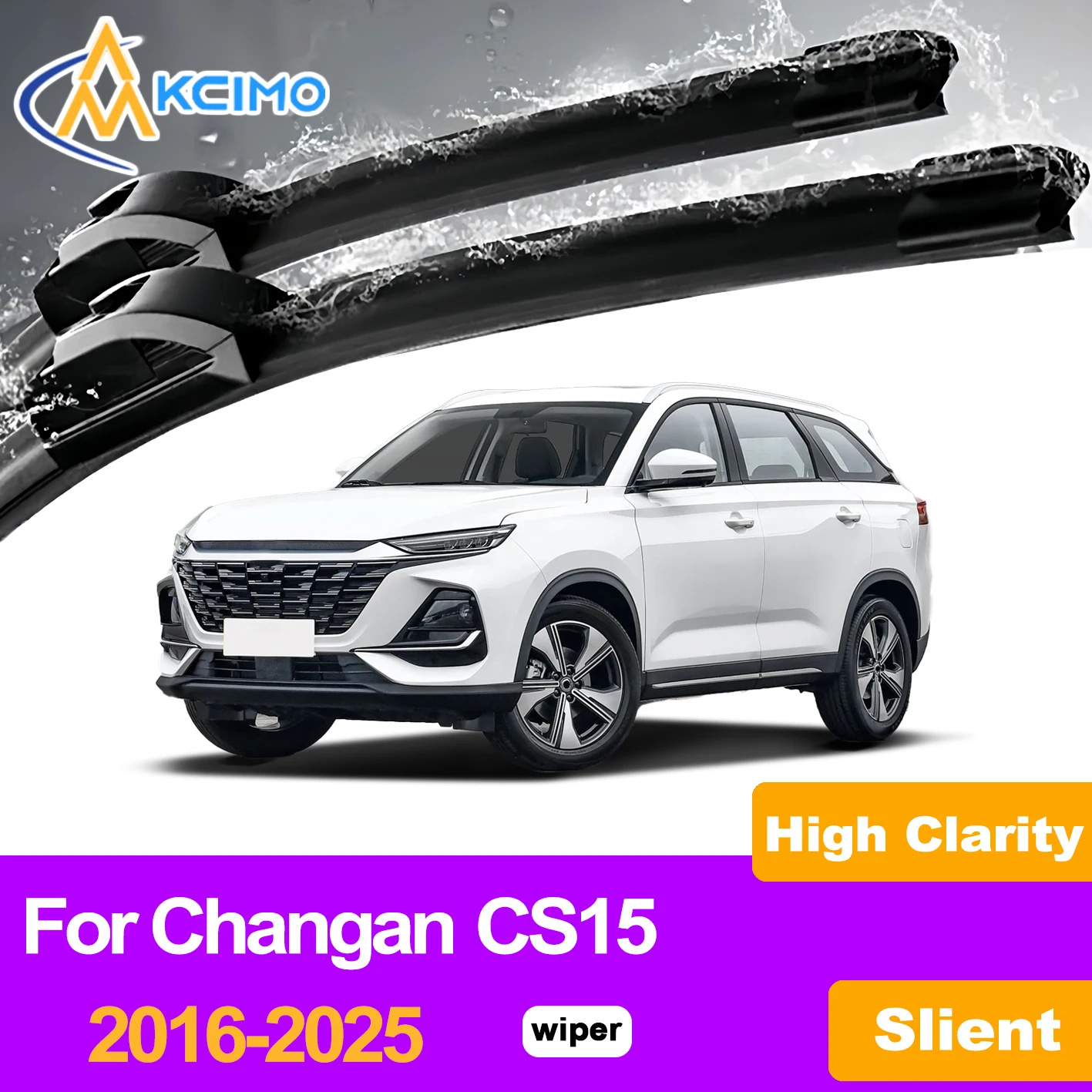 

KCIMO 2PCS Front Windshield Wiper Blades For Changan CS15 2016-2025, Quiet & Clean All Weather Resistant Replacement Wipers