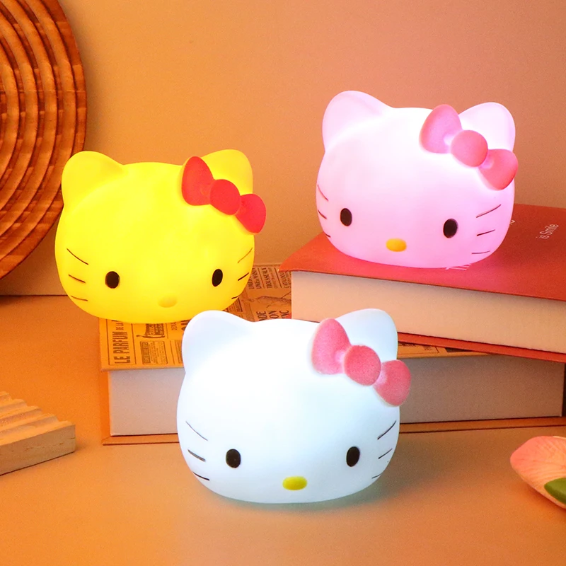 3D LED Kawaii Hello Kitty Night Light Sanrio KT Cat Bedside Lamp Figures Toy Childrens Home Decoration Christmas Birthday Gift