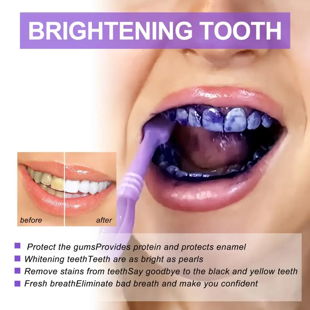 30ML Purple Blue Color Teeth Whitening Toothpaste Teeth Stain Removal Gums Care Color Corrector Brightening Toothpaste