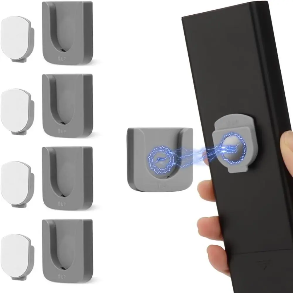 4Pcs Wall-mounted Magnetic Remote Control Holder Innovative Slot Design Self-Adhesive TV Remote Control Rack Strong Hole-Free