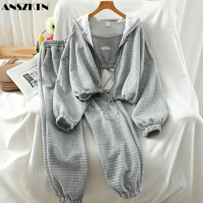 

Spring and autumn three-piece casual suit women's ANSZKTN new Korean style coat