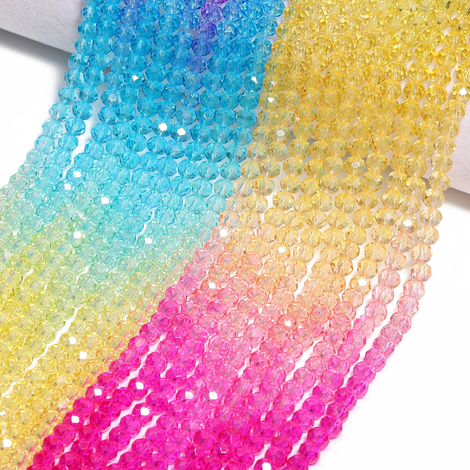 6mm 86pcs Shining Faceted Gradient Color Crystal Glass Loose Spacer Beads For Jewelry Making DIY Bracelet Necklace Accessories