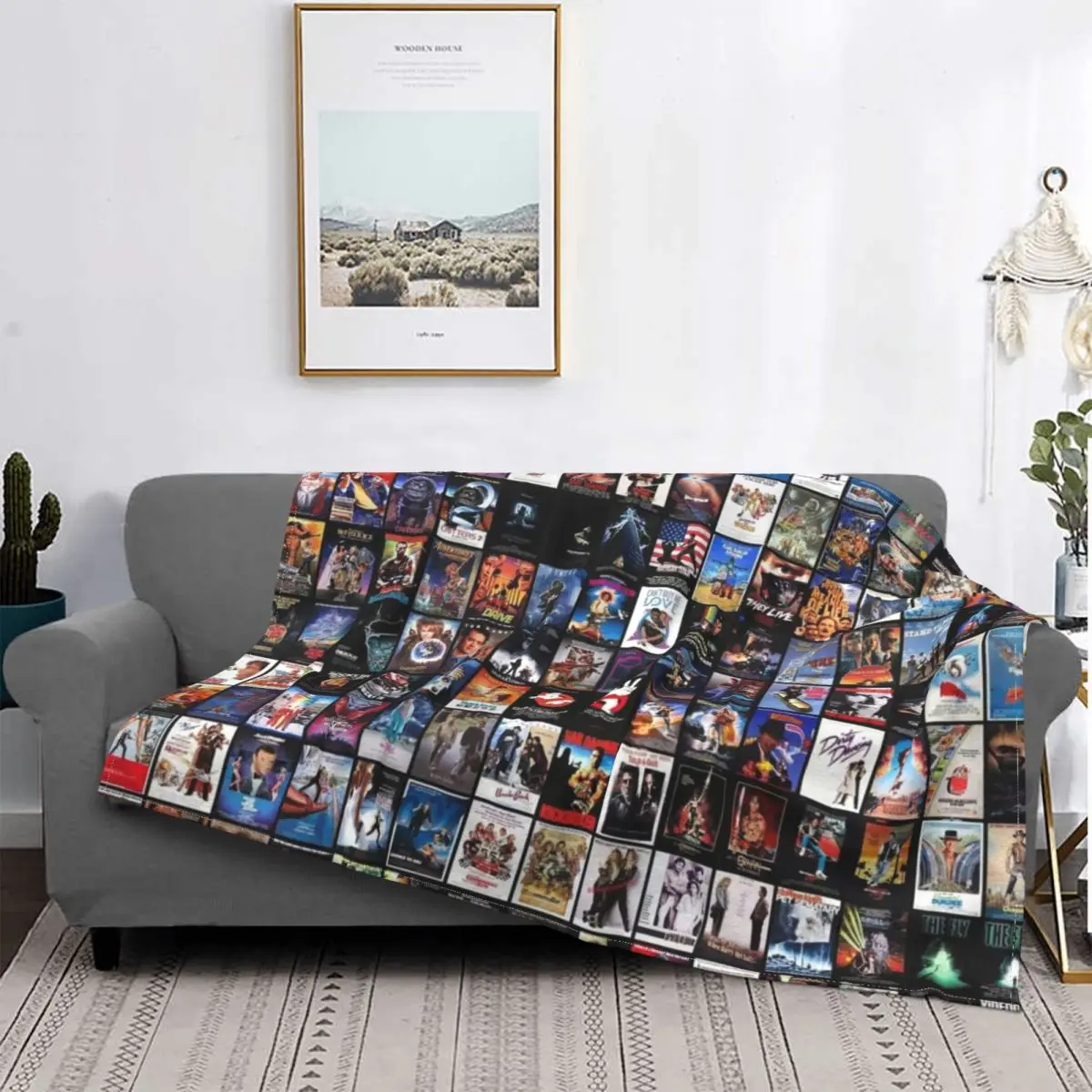 

80's Movies Collage Fuzzy Blankets Funny Throw Blanket for Home Hotel Sofa 150*125cm Bedspread