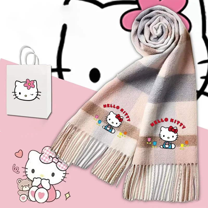 

Sanrio Hello Kitty шарф для девочек длинный стиль сохраняет тепло осень-зима универсальный кавайный аниме мультфильм модный новый повседневный наряд