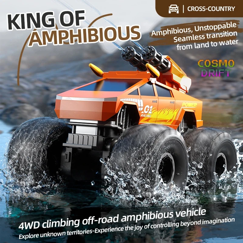 

4WD Amphibious RC Car Waterproof Off-Road Climbing Vehicle Electric Stunt Remote Control Truck for Kids Outdoor Adventure Toy