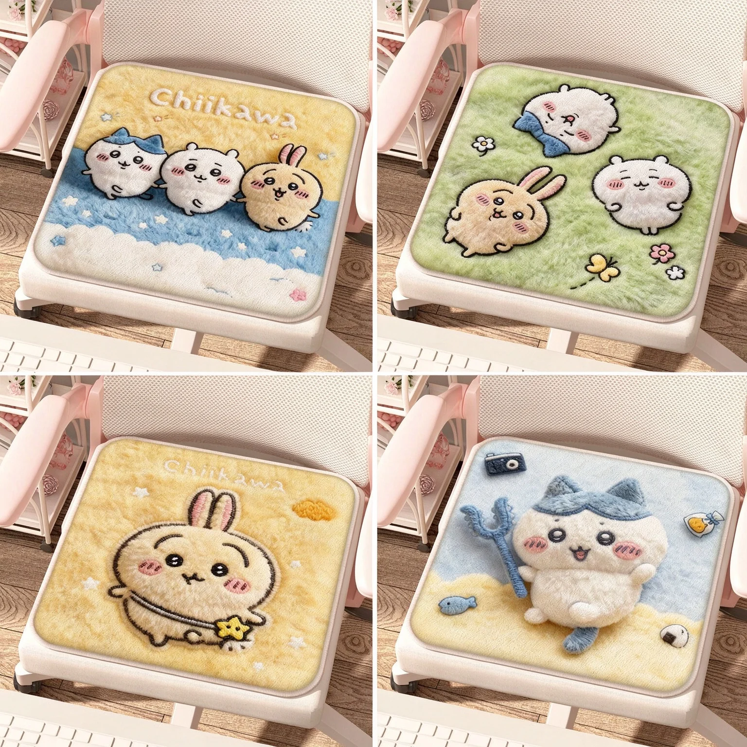 Office Chair Cushion - เบาะรองนั่งลายการ์ตูนชิอิคาวะ น่ารัก นุ่มสบาย เหมาะสำหรับใช้ในสำนักงาน หรือรองนั่งบนเก้าอี้