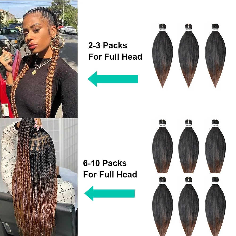 26 inch Braiding Hair Pre Stretched Prestretched Knotless Hair Long Straight Synthetic Box Braids Yaki Texture Hair Extensions