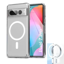 Przezroczyste etui na telefon do Google Pixel 6 Pro 6a Przezroczyste, odporne na wstrząsy etui magnetyczne do Google Pixel 8 7 Pro 7A Pixel 7 Magsafe Case