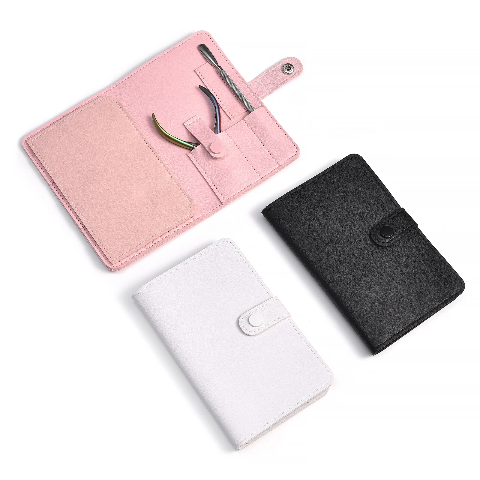 Bolsa organizadora plegable para brocas de uñas, bolsa de almacenamiento de herramientas de Arte de uñas en blanco y negro de cuero PU de 37 agujeros, accesorio de manicura multifunción