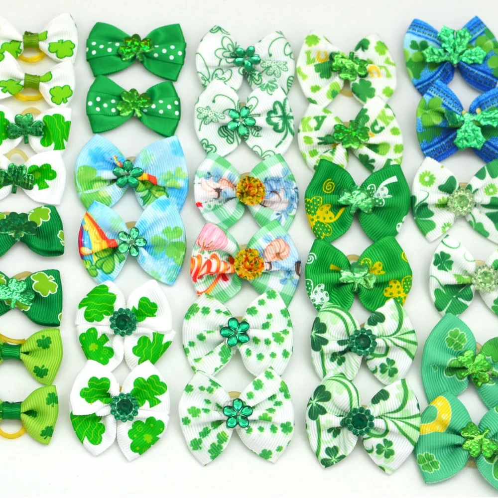 

30pcs/lot Dog Hair Bonds,ST Patrick's Dog Hair Bows,cute Dog Grooming Accessories, For Dogs Decoration Accessorries Wholesale