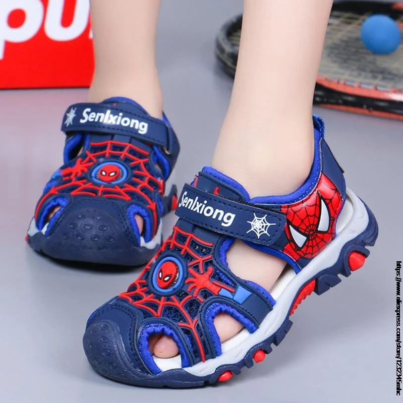 Sandalias de SpiderMan para niños, zapatos de agua de playa al aire libre, antideslizantes, suaves, de verano