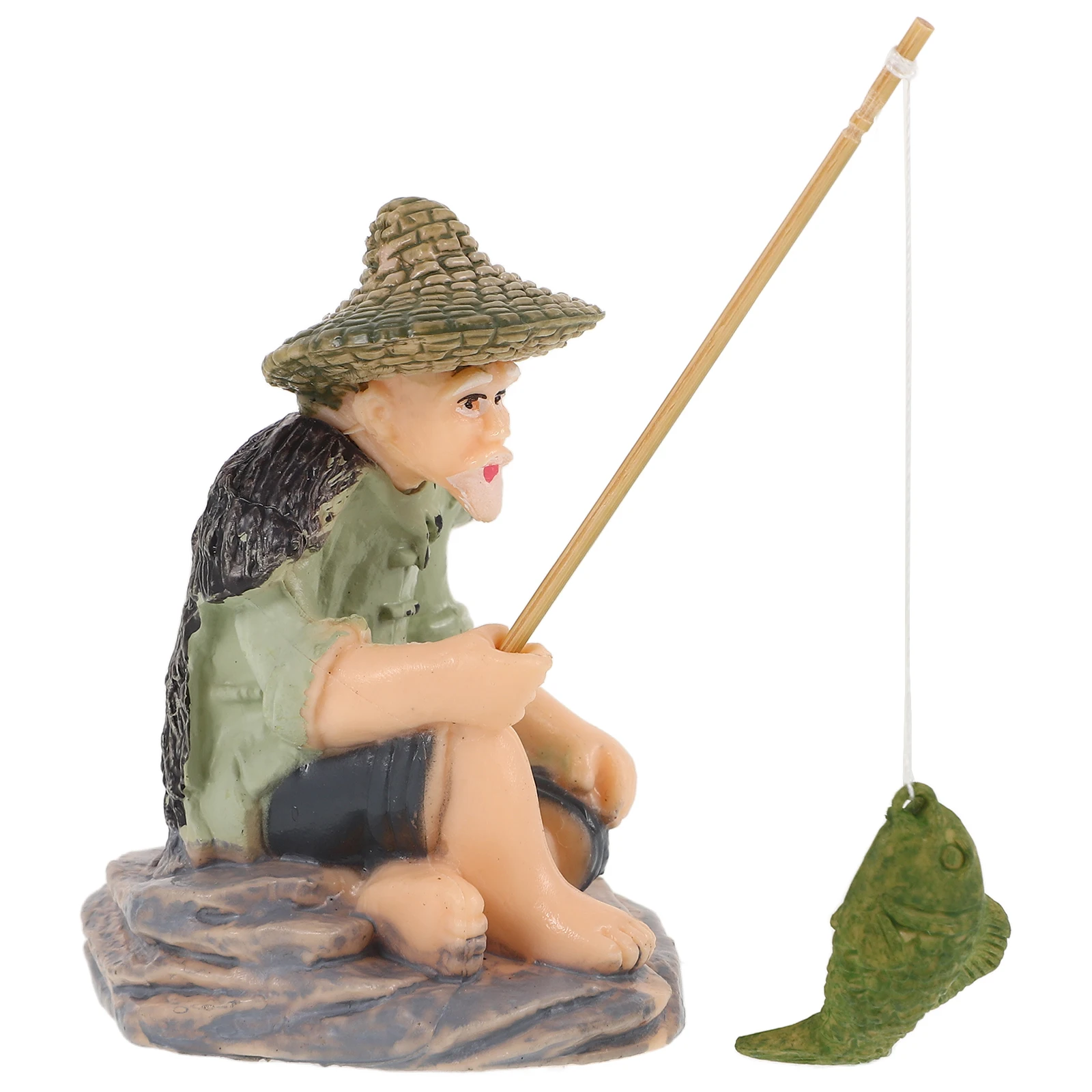 

Old Man Figurine Mini Fisherman Statue Aquarium Decoration Garden Decor Home Ornament Fish Tank Accessory Vivid Landscape Design