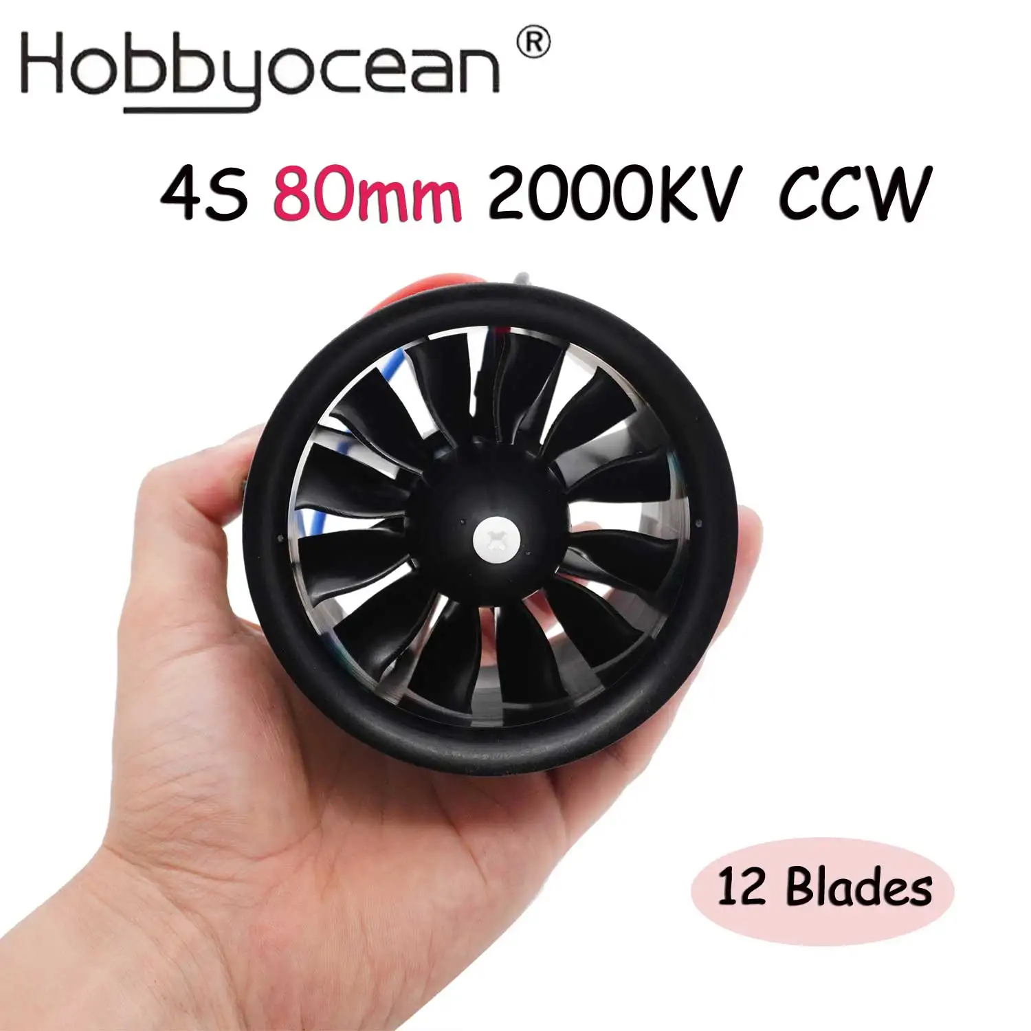 Original Hobbyocean 4S 80mm Fan EDF Set Parts 12 Blades with Brushless Motor 2000KV for RC JET Airplane Drone RC Model Parts