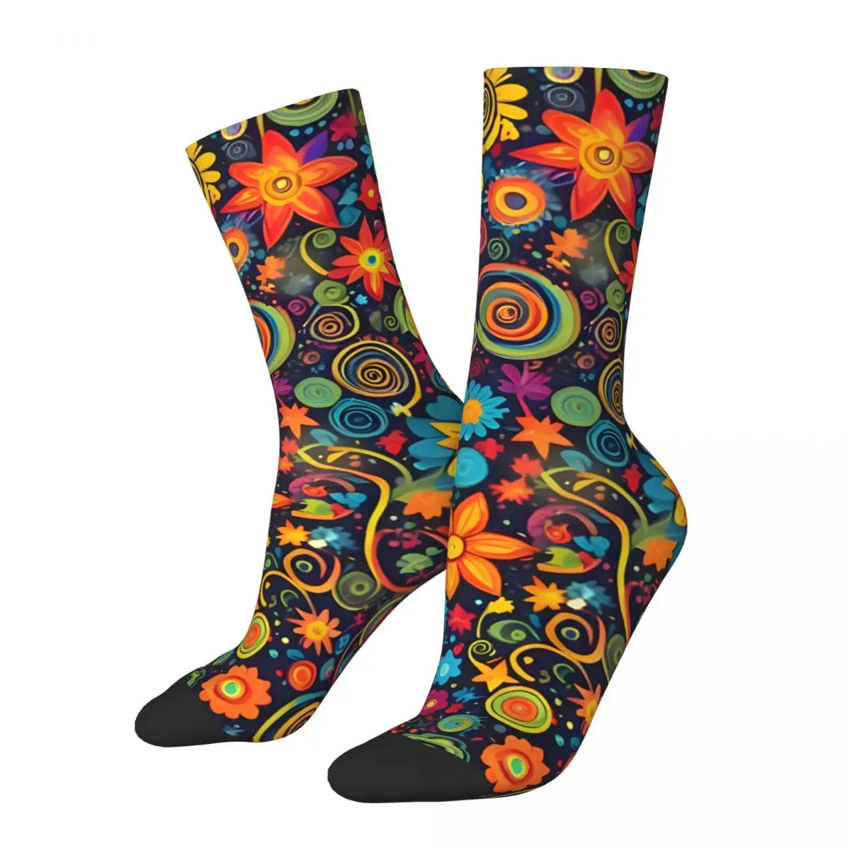 Joyful Burst Of Flowers Men's Socks Retro Harajuku Street Style Novelty Casual Crew Sock