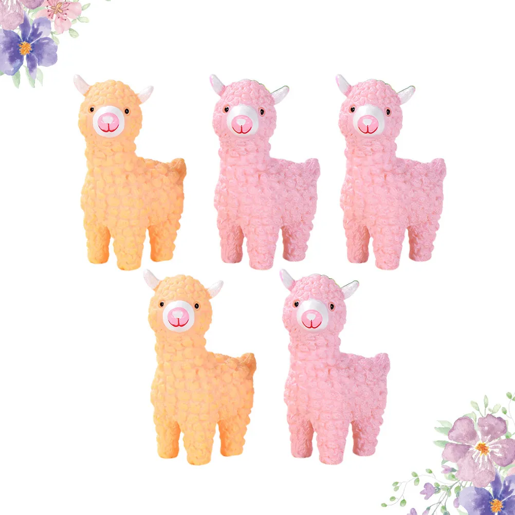 Alpaca-Shaped Succulent Moss Desktop Ornaments Set – 5pcs Micro Landscape Decor for Home, Living Room & Office