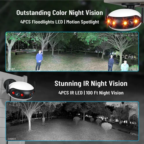 Imagen 2 del producto Cámara de Seguridad 4K 8MP para Exteriores, WiFi, Doble Lente, Videovigilancia, Hogar Inteligente, 180° ° Cámara Web con Vista Panorámica de Gran Angular, Puerto USB, Alimentación por USB