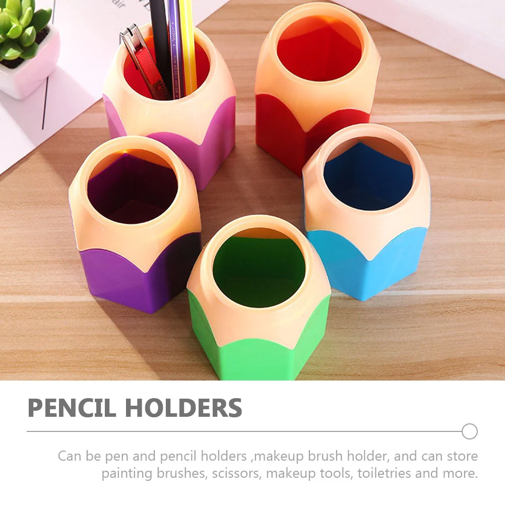 5 Pcs Student Stationery Desktop Storage Pen Holder Pencil Dispenser for Classroom Cups Holders Lead Pencils Makeup Brush