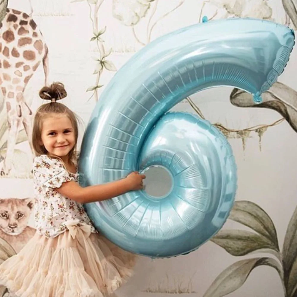 40inch Pastel Baby Blue Pink Foil Number Balloon 1 2 3 4 5 6 7 8 9 Birthday Party Baby Shower Wedding Decoration Festival Ballon