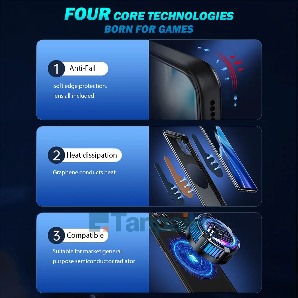 Etui chłodzące do Samsunga S26 Ultra S25+ S24+ S23+ S22+ S21+ S20 FE Plus Lite Edge, miękkie silikonowe, odporne na wstrząsy, gamingowe etui na telefon — zdjęcie produktu 5