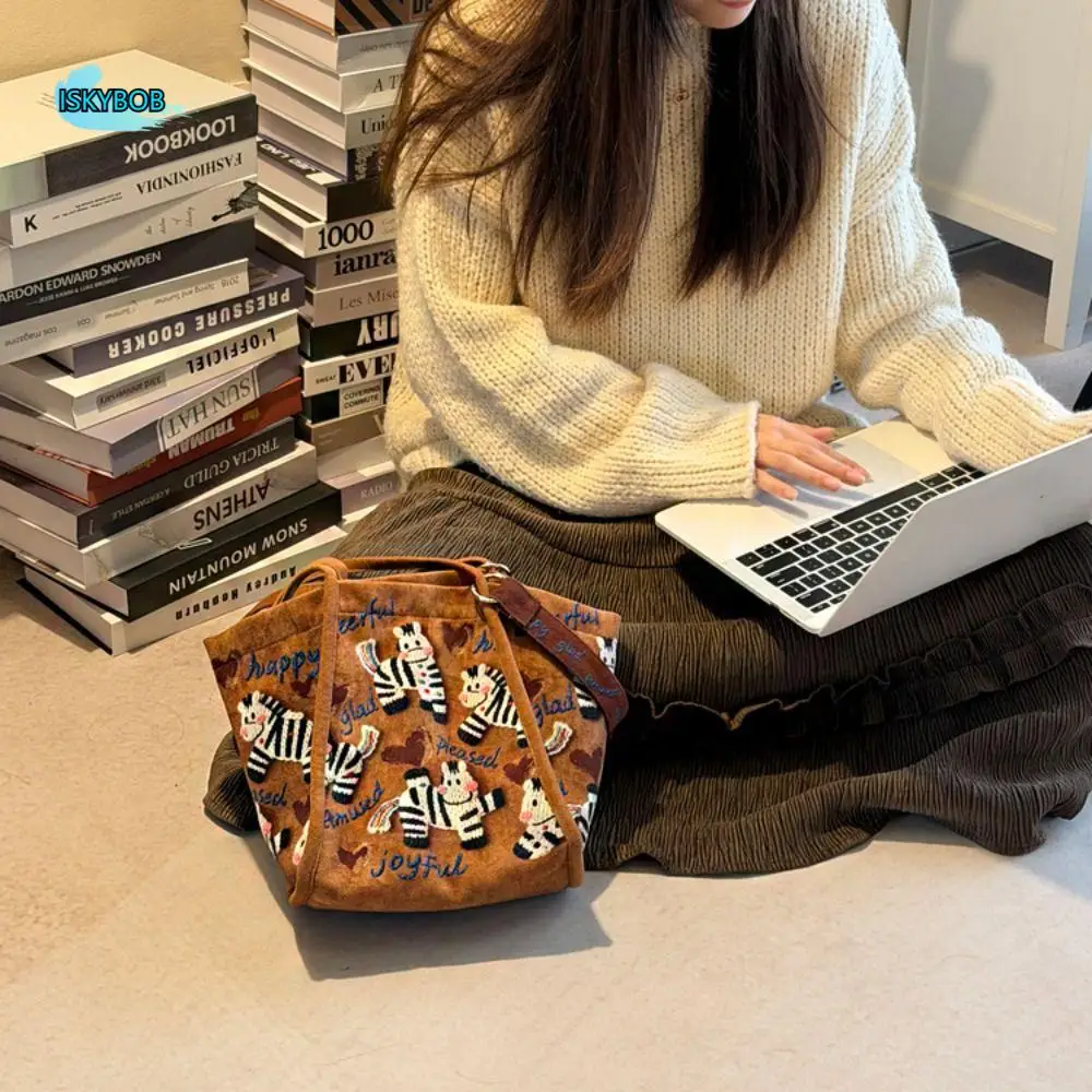 

Portable Casual Horse Tote Bag Korean Style Large Capacity Printed Shoulder Bag Cute Pony New Year Handag Storage Bag