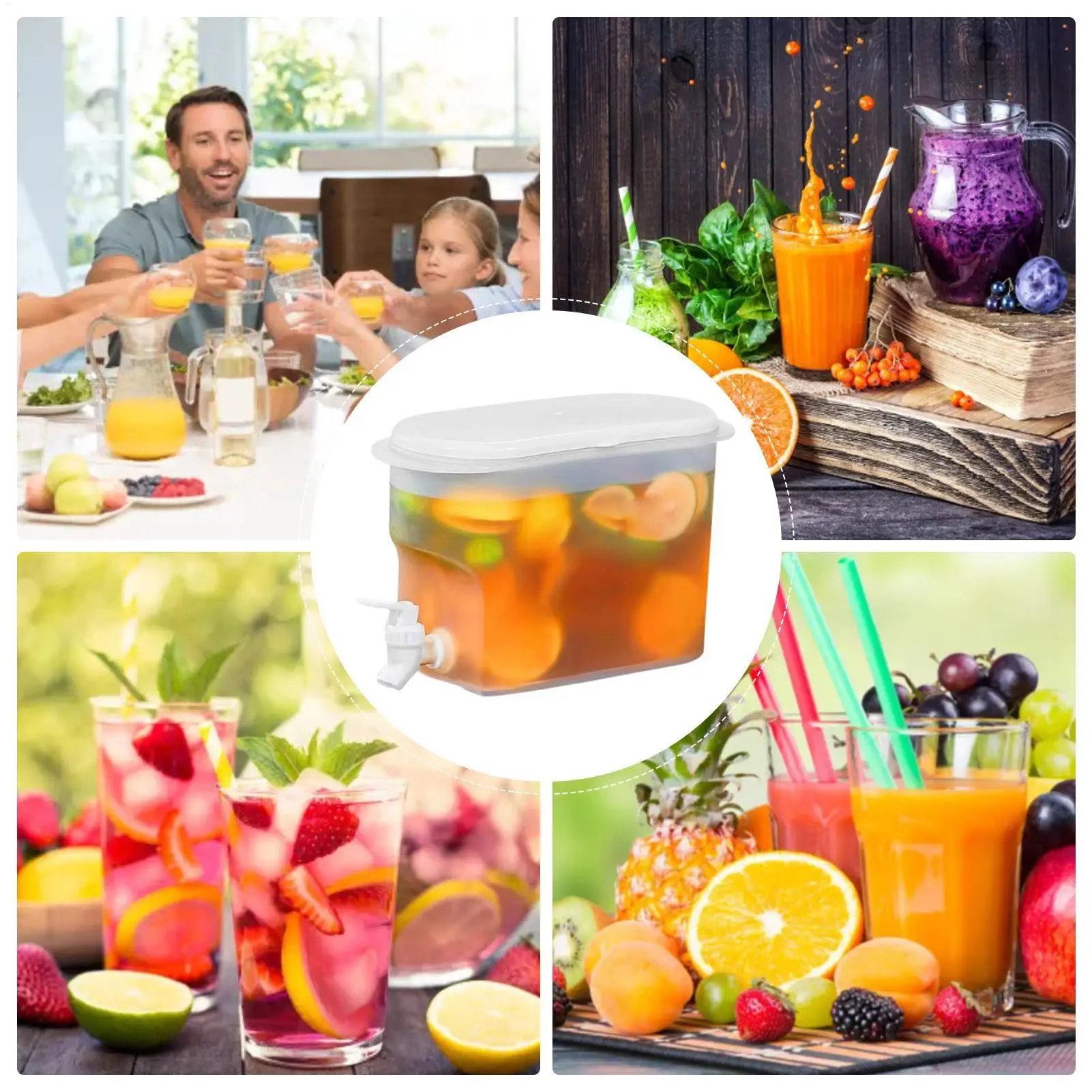 Large Capacity Cold Water Pitcher Fridge Chilled Drink Dispenser Fruit Teapot with Faucet Lemonade Bucket Home cold brew pot
