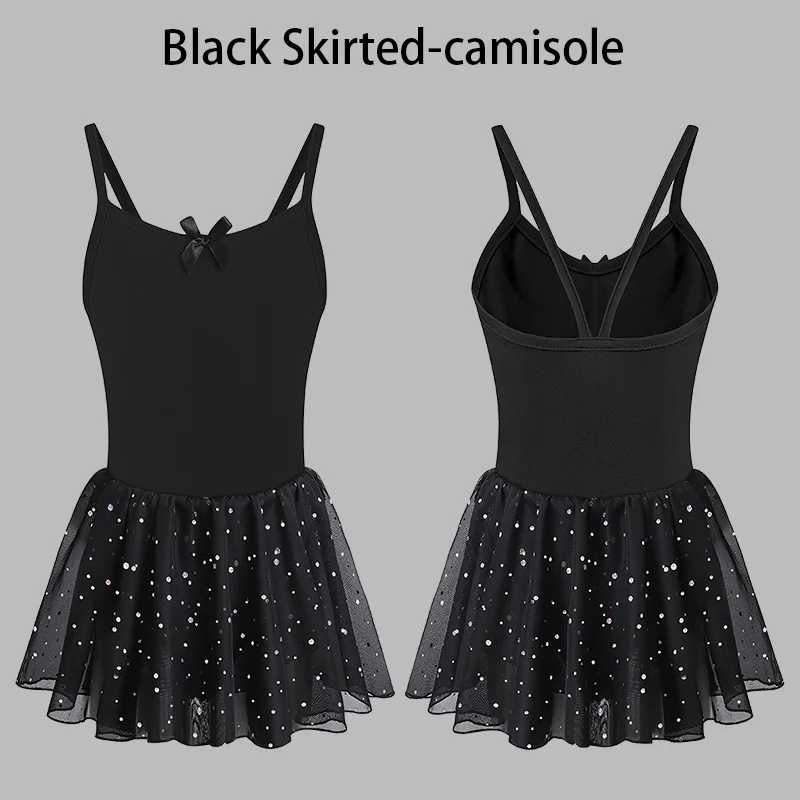 الفتيات جولة الرقبة بروتيل أكمام الباليه يوتار للأطفال الجمباز الرقص مع القوس لطيف وتنورة لامعة توتو اللباس