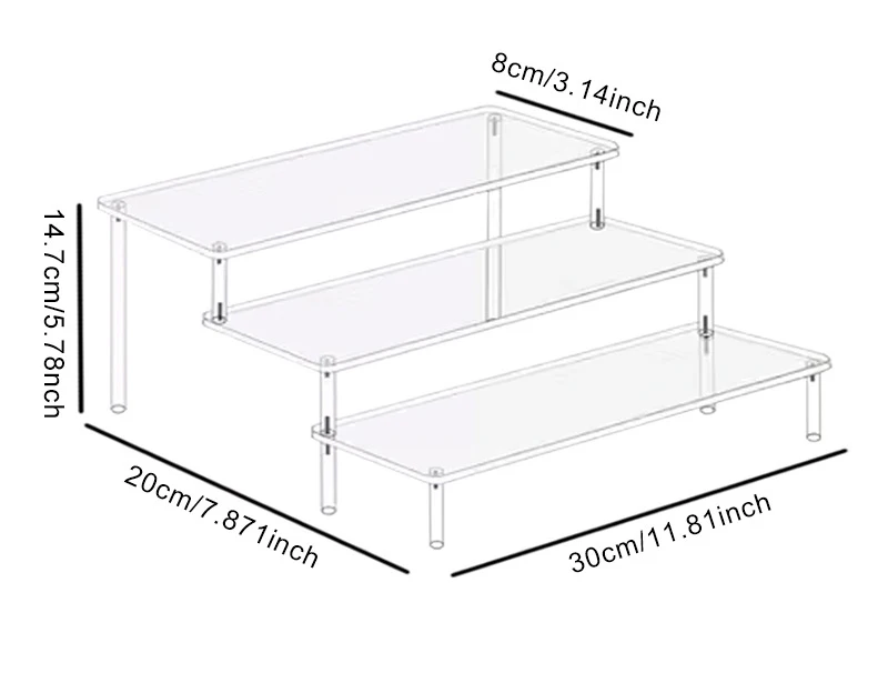 1-4 Tier Acrylic Display Stand Durable Display Rack For Cupcake Perfume Doll Transparent Trapezoidal Blind Box Storage Shelf image 3
